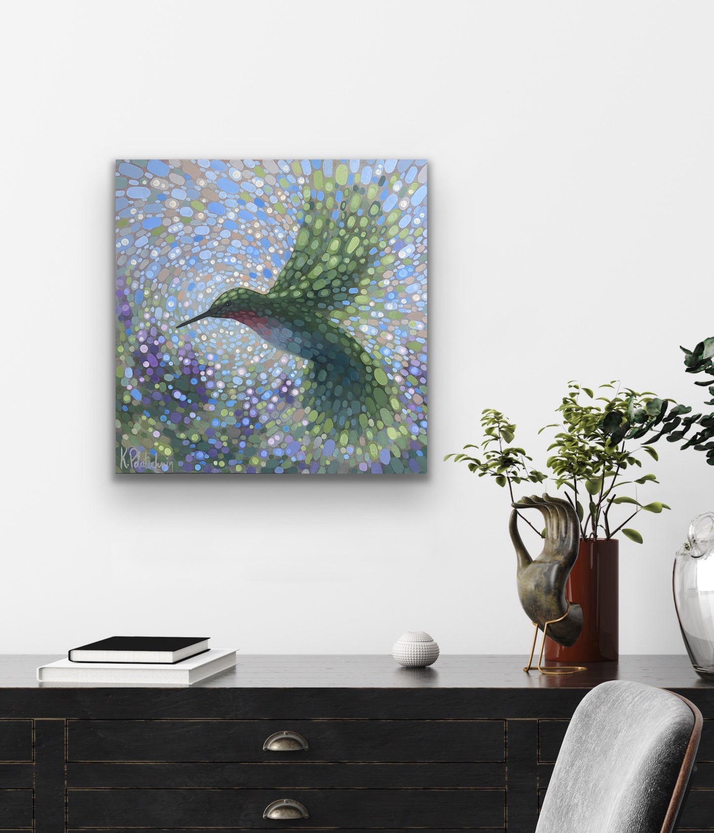 “Hummingbird in Flight 14: Floral Flutter”