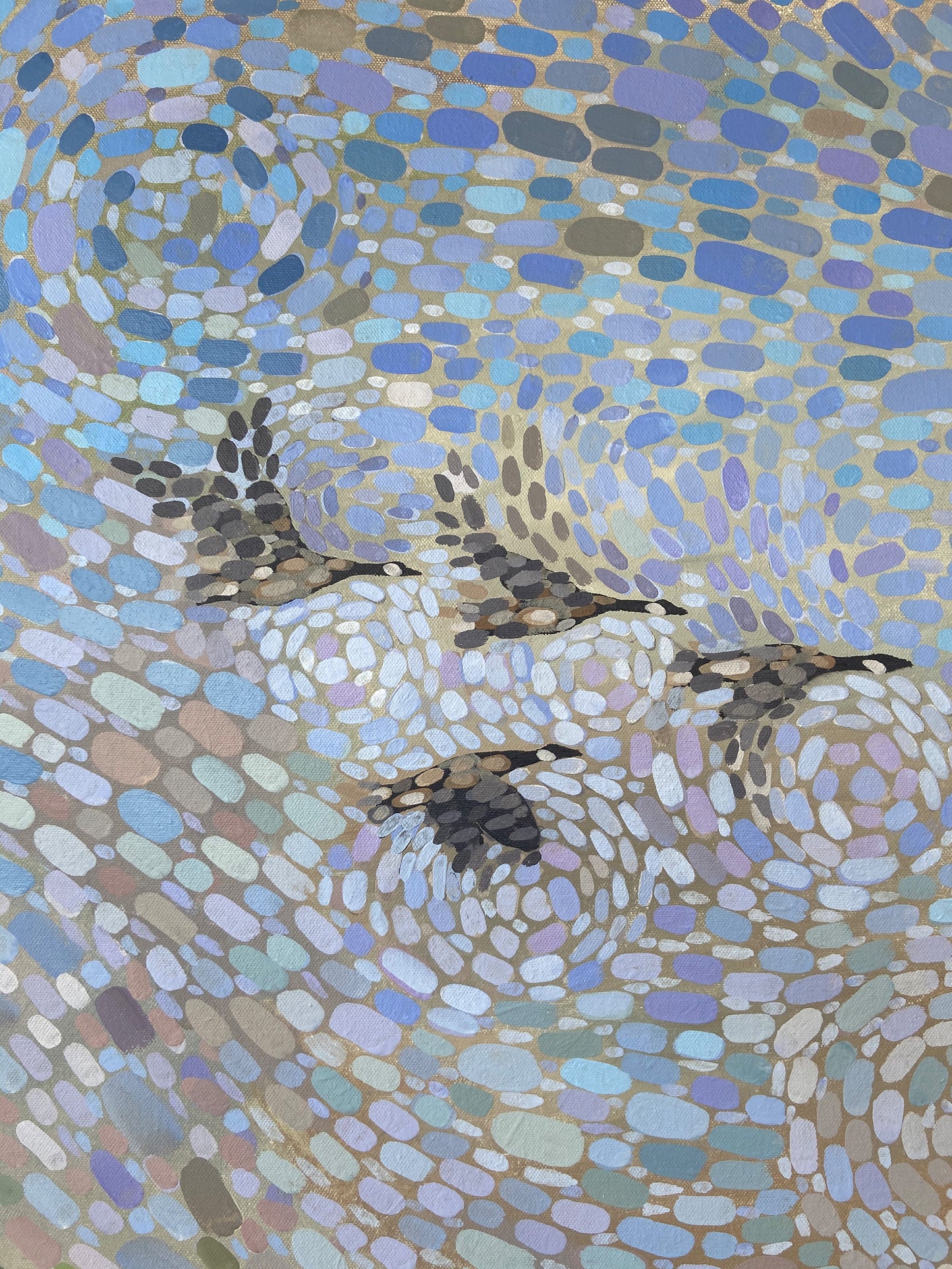 Four Flying Geese Original Painting 40"x40"