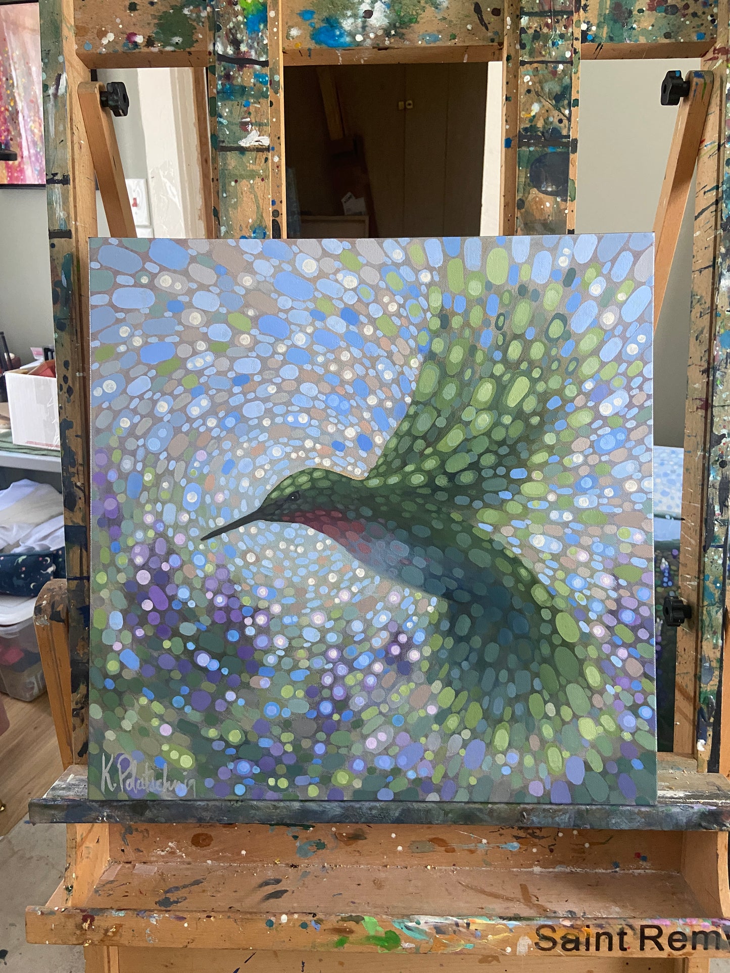 “Hummingbird in Flight 14: Floral Flutter”