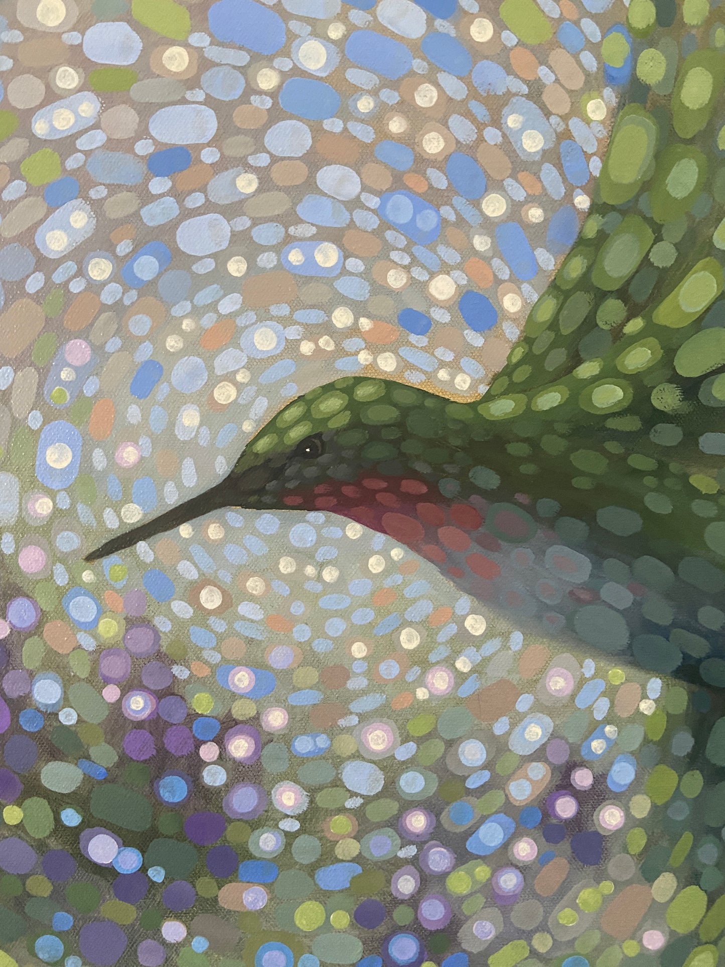 “Hummingbird in Flight 14: Floral Flutter”