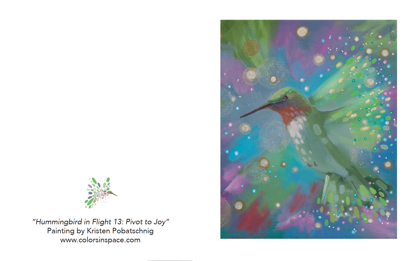 "Hummingbird in Flight 13: Pivot to Joy" Note Cards