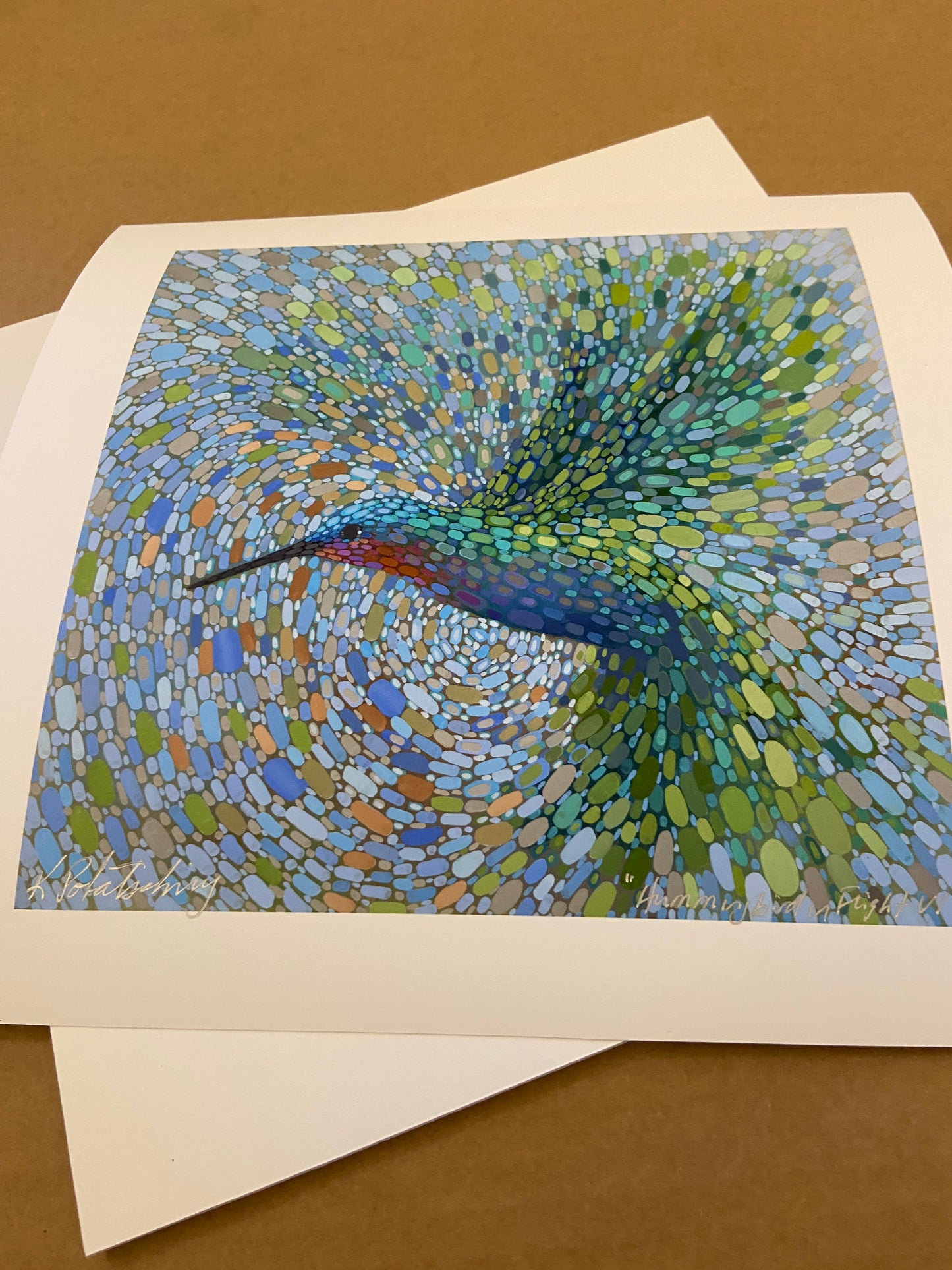 Hummingbird in Flight VI - 8"x8" Fine Art Print