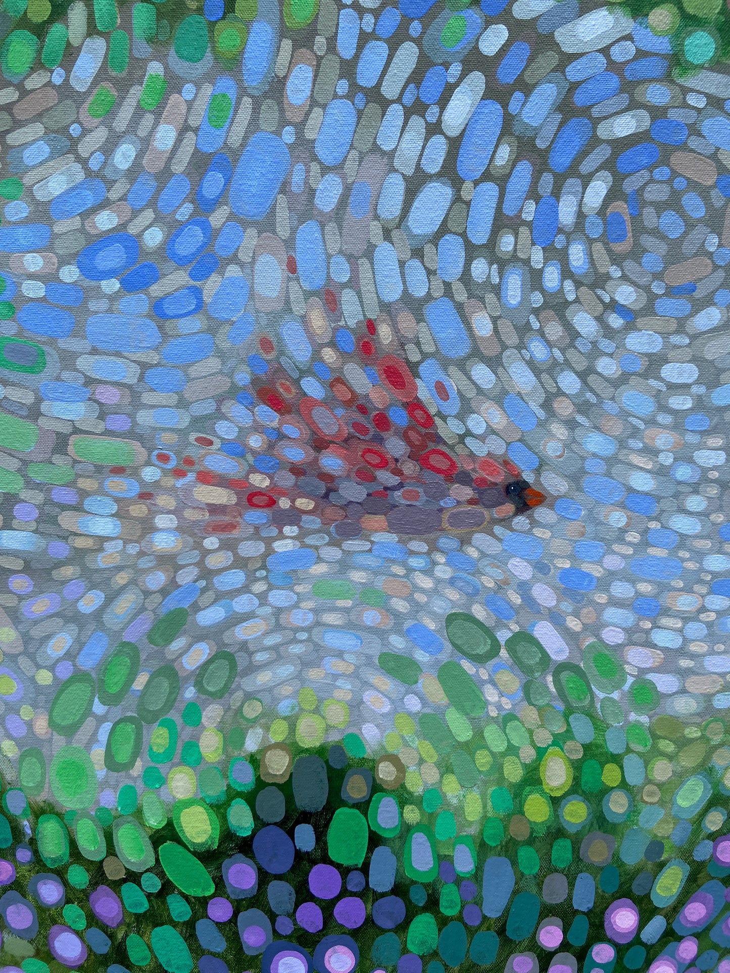 Blossoming Winds - Original Cardinals Painting 40"x40"