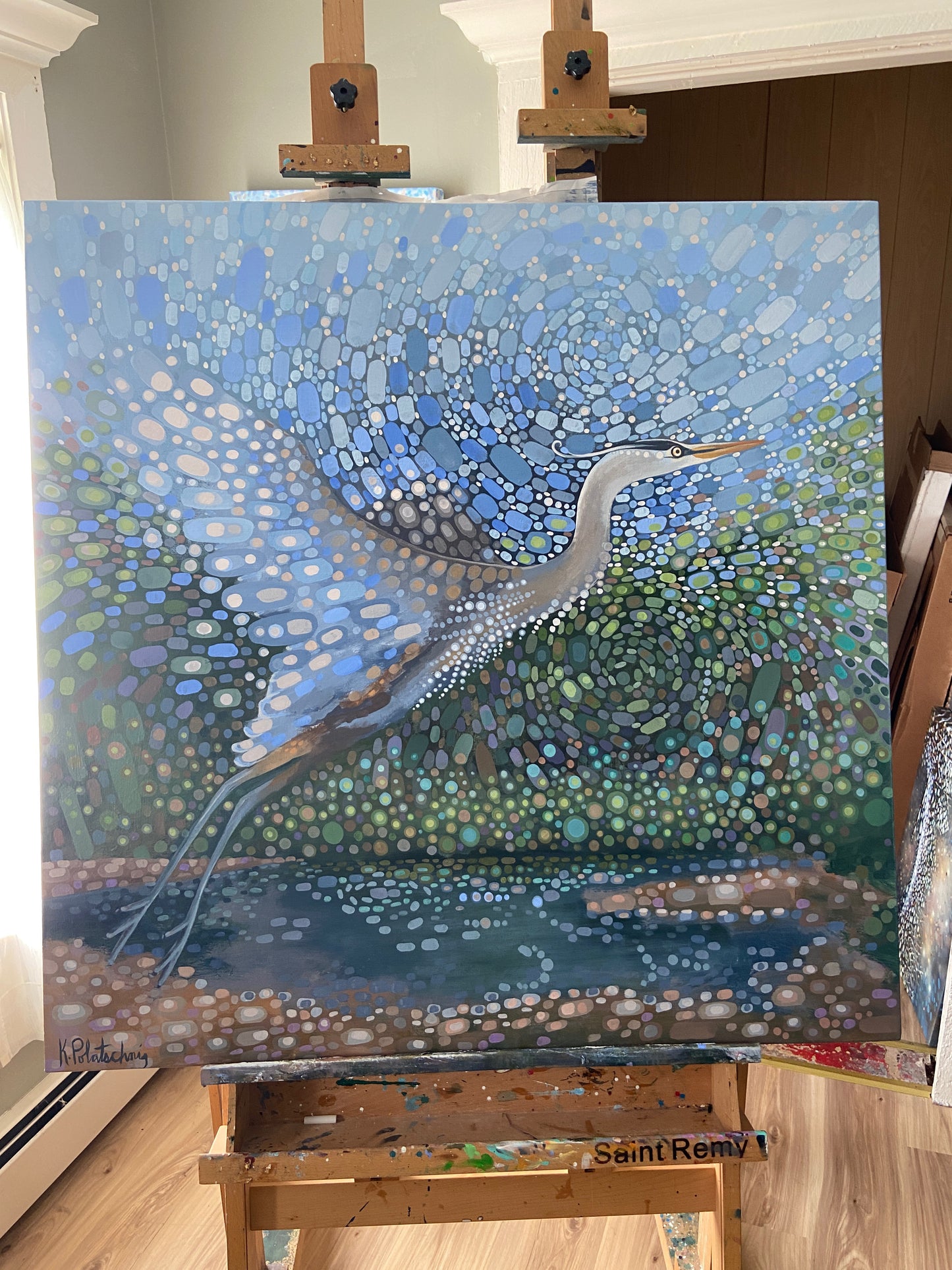 "Departure" Great Blue Heron Original Painting