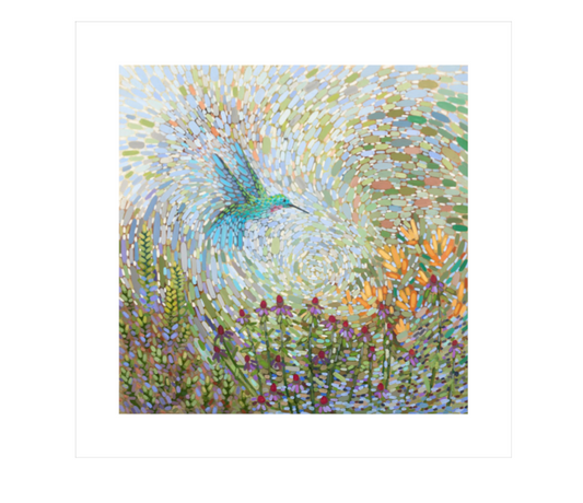 Hummingbird in Flight VII - 8"x8" Fine Art Print
