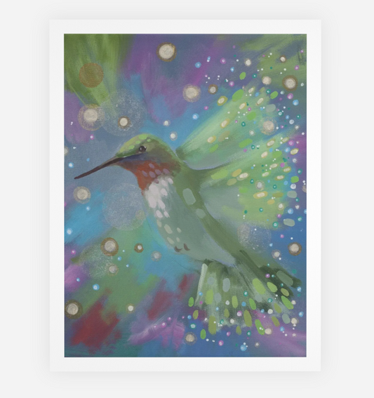 "Hummingbird in Flight 13: Pivot to Joy" Note Cards
